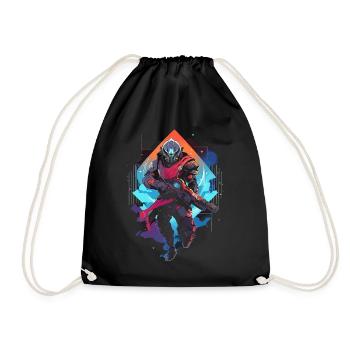Epic Gamer Guardian in Vaporwave Synthwave Farben - Turnbeutel - Schwarz - Vorne