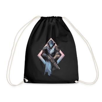 Epic Gamer Guardian with Pastel Colors Background - Drawstring Bag - black - Front