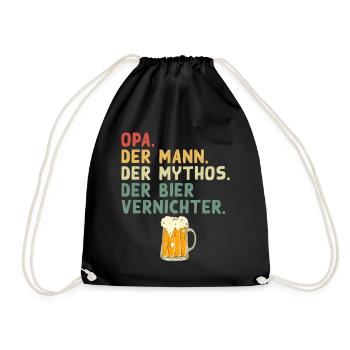 Opa - Bierliebhaber Lustiger Spruch Design - Turnbeutel - Schwarz - Vorne
