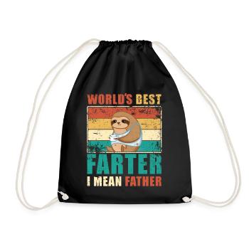 Father World's Best Fart Funny Father's Day Saying - Drawstring Bag - black - Front