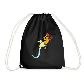 lézard rétro - Sac de sport léger - noir - Devant