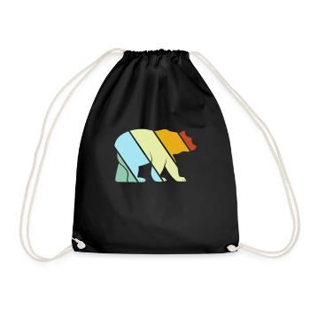 Bär Retro - Turnbeutel - Schwarz - Vorne