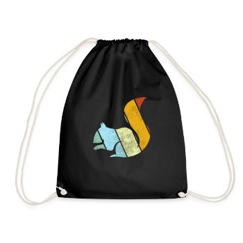 Squirrel Retro - Drawstring Bag - black - Front