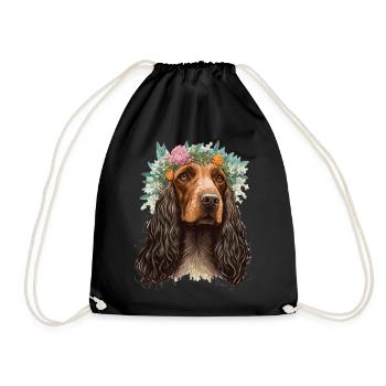 English Cocker Spaniel Flower Crown Dog Breed Flor - Turnbeutel - Schwarz - Vorne