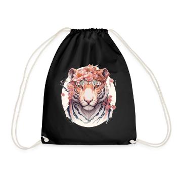 Aquarelle Fleur Tigre Signe Chinois Signe Animalier - Sac de sport léger - noir - Devant