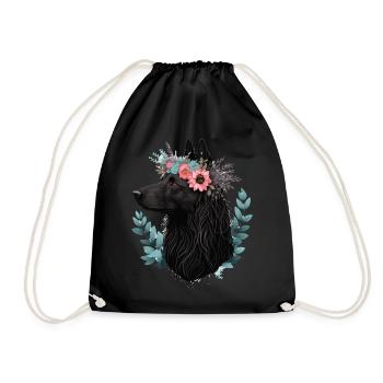 Fleur de chien de berger belge Couronne Race de chien de compagnie Floral - Sac de sport léger - noir - Devant