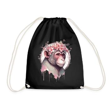 Mignon Aquarelle Fleur Singe Zodiaque Chinois Anima - Sac de sport léger - noir - Devant