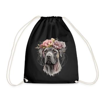 Cute Cane Corso Flower Crown Pet Dog Floral Puppy - Turnbeutel - Schwarz - Vorne