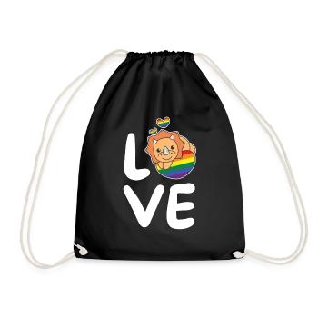 Rainbow Flag Pride LGBTQ Cute Triceratops Love - Drawstring Bag - black - Front