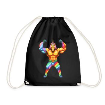 Bodybuilder Einhorn Design - Unicorn Bodybuilder - Drawstring Bag - black - Front