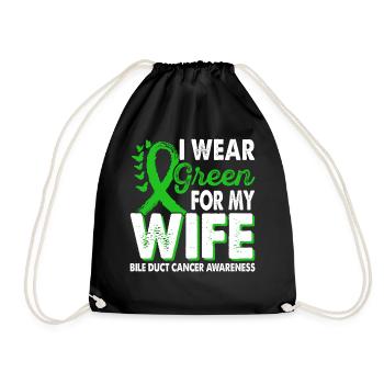 Portez du vert pour le cancer des voies biliaires de la femme - Sac de sport léger - noir - Devant
