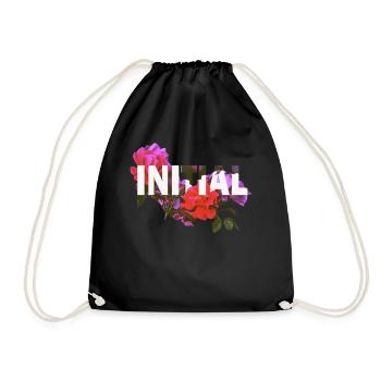 Initial Flowers - Turnbeutel - Schwarz - Vorne