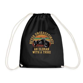 Motortrike Three Wheeled Motorcycle Triker - Drawstring Bag - black - Front