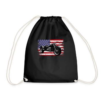Motortrike Three Wheeled Motorcycle Triker - Drawstring Bag - black - Front