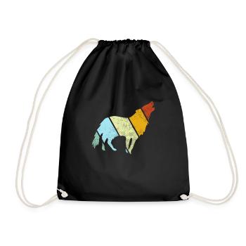 Wolf Retro - Turnbeutel - Schwarz - Vorne