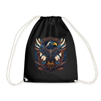 Native Native American Native American Falcon Animal - Drawstring Bag - black - Front