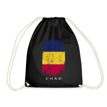 Souvenir with the country flag of Chad - Drawstring Bag - black - Front