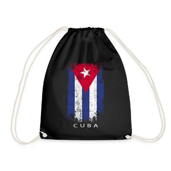 Souvenir with the country flag of Cuba - Drawstring Bag - black - Front