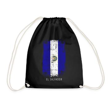 Souvenir with the country flag of El Salvador - Drawstring Bag - black - Front