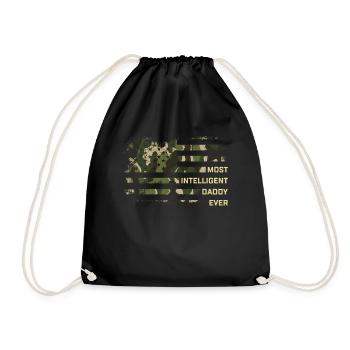 Funny Father's Day Ideas - Most Intelligent Daddy - Drawstring Bag - black - Front