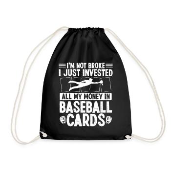 Funny Baseball Card Design - Drawstring Bag - black - Front