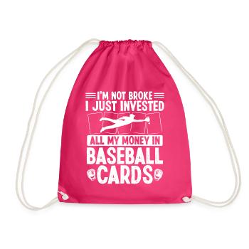 Funny Baseball Card Design - Drawstring Bag - fuchsia - Front