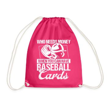 Funny Baseball Card Design - Drawstring Bag - fuchsia - Front