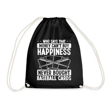 Funny Baseball Card Design - Drawstring Bag - black - Front