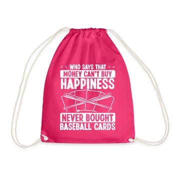 Funny Baseball Card Design - Drawstring Bag - fuchsia - Front
