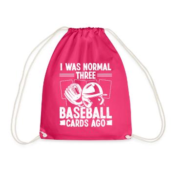 Funny Baseball Card Design - Drawstring Bag - fuchsia - Front