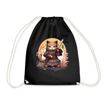 Chat Samouraï Kawaii Chat Ninja Japonais - Sac de sport léger - noir - Devant