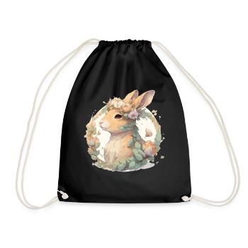 Mignon Aquarelle Fleur Lapin Chinois Zodiaque Anima - Sac de sport léger - noir - Devant