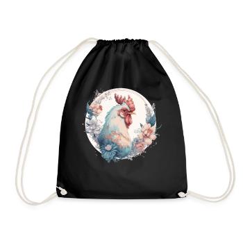 Aquarelle Fleur Poulet Coq Chinois Zodiaque A - Sac de sport léger - noir - Devant
