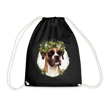 Mignon Boxer Chien Fleur Couronne Pet Chien Floral Chiot - Sac de sport léger - noir - Devant