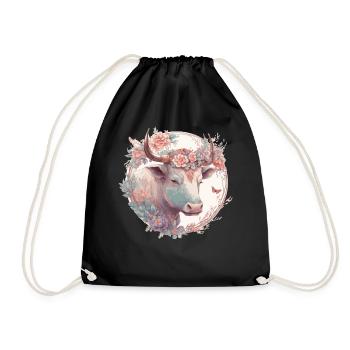 Aquarelle Fleur Bœuf Chinois Zodiaque Signe Animal - Sac de sport léger - noir - Devant