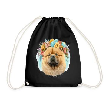 Mignon Chow Chow Fleur Couronne Chien Race Floral P - Sac de sport léger - noir - Devant