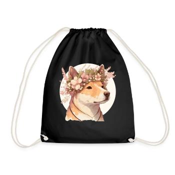 Mignon Aquarelle Fleur Chien Chinois Zodiaque Animal S - Sac de sport léger - noir - Devant