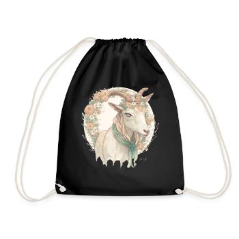 Aquarelle Fleur Chèvre Chinois Zodiaque Signe Animal - Sac de sport léger - noir - Devant