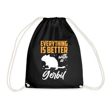 Everything is better with gerbil rodent Gerbil - Drawstring Bag - black - Front