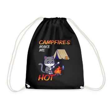 Niedliche Katze lustiger Camping Spruch - Turnbeutel - Schwarz - Vorne