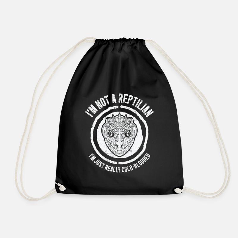 Lizard Reptilian Agenda Conspiracy Theory - Drawstring Bag - black