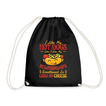 Chili Dog Hot dog Sausage Fastfood - Drawstring Bag - black - Front
