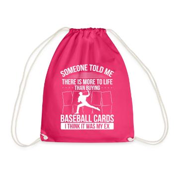 Funny Baseball Card Design - Drawstring Bag - fuchsia - Front