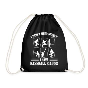 Funny Baseball Card Design - Drawstring Bag - black - Front