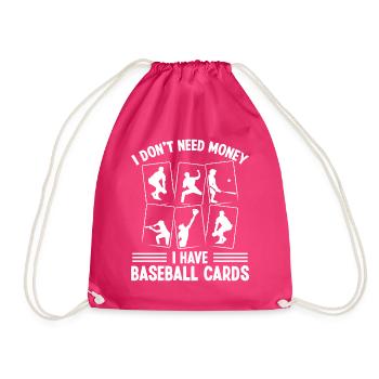 Funny Baseball Card Design - Drawstring Bag - fuchsia - Front