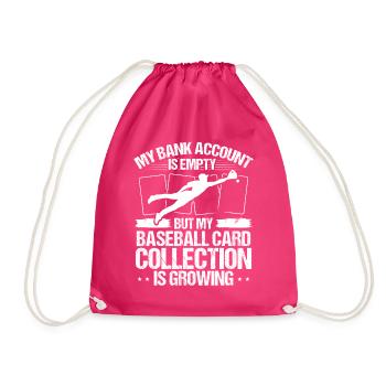 Funny Baseball Card Design - Drawstring Bag - fuchsia - Front