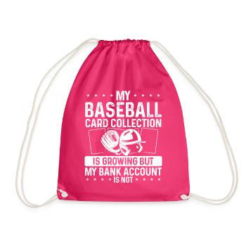 Funny Baseball Card Design - Drawstring Bag - fuchsia - Front