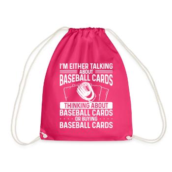 Funny Baseball Card Design - Drawstring Bag - fuchsia - Front