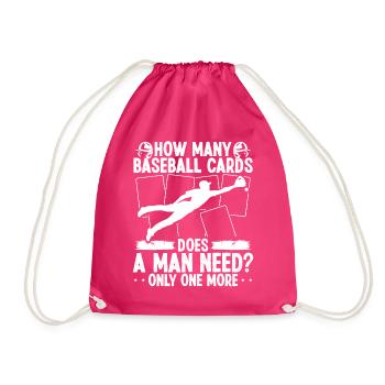 Funny Baseball Card Design - Drawstring Bag - fuchsia - Front