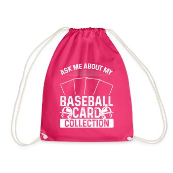Funny Baseball Card Design - Drawstring Bag - fuchsia - Front